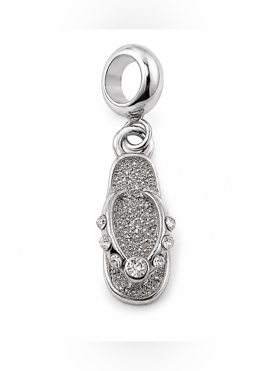 Jewelry - Pavé CZ Flip Flop Dangle Charm Silver - Pandora style